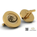Gold Plated Sterling Silver Cufflink's, Custom Logo, 3/4" Diameter, 1.7mm Thickness